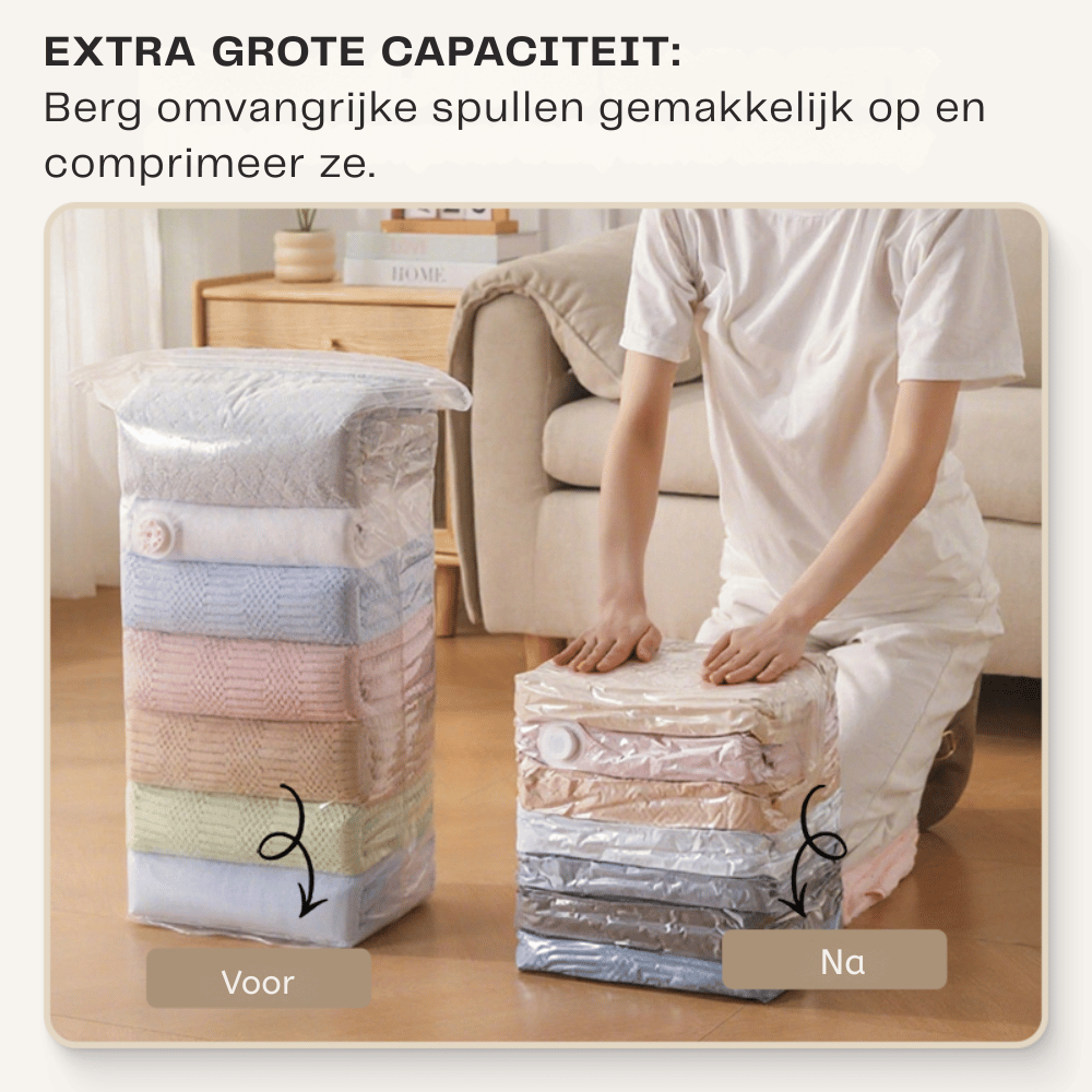 Vacuum storage bags for clothing and bedding
