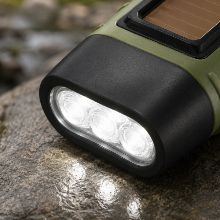 Solar-Kurbel-Taschenlampe LED mit Dynamo und Solarladung