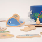 Wooden fishing game with magnetic fishing rod – 35 fish, motor skills development