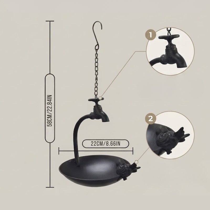 Vogelfutterspender Eisen Vintage – Wasserhahn-Design für den Garten