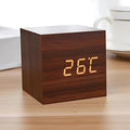 Digital LED cube alarm clock with temperature display