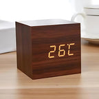 Digital LED cube alarm clock with temperature display