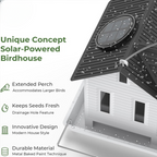 Solar Birdhouse with LED Window Light – Cottage Design