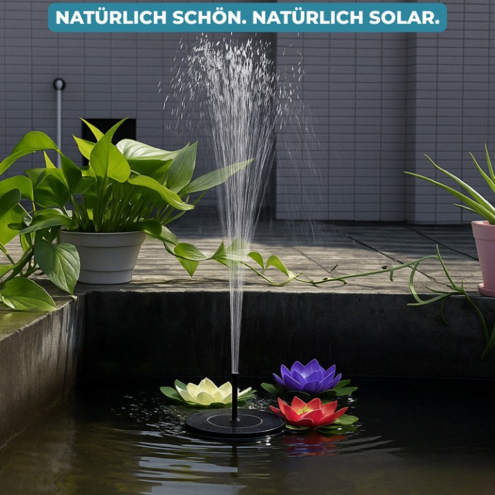 Solar-Springbrunnen mit 4 Düsen für Vogelbad und Teich