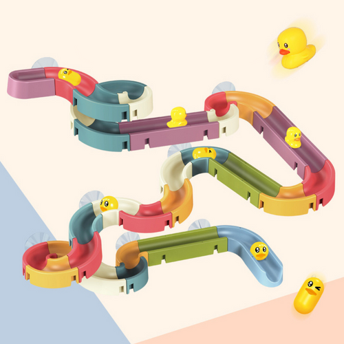 Bath Toy Water Slide 34-Piece Set with Colorful Ducks