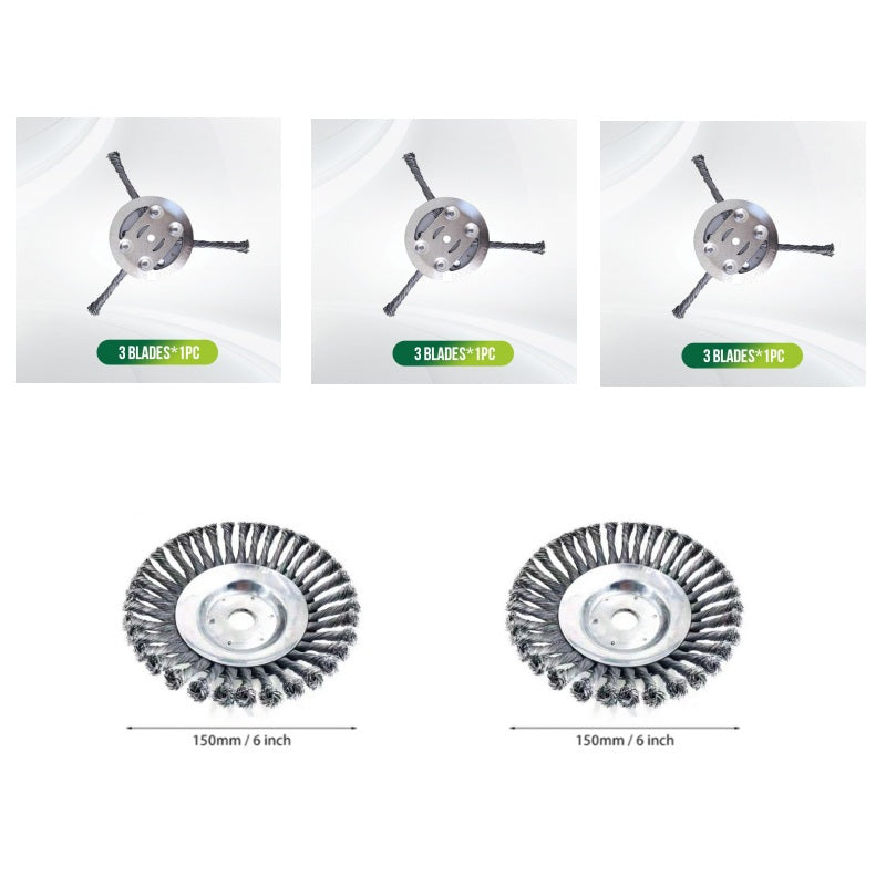 Brush cutter replacement head with metal blades