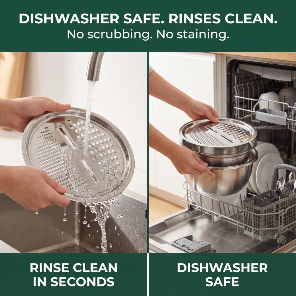 Stainless Steel Bowl Set with Grater and Sieve – 3 in 1