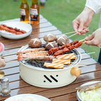 Portable tabletop charcoal grill with wooden handles – 28 cm