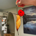 Halloween-Fensterdeko Buntglas mit Metallrahmen