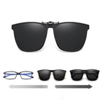 Clip-on polarized sunglasses with flip-up function