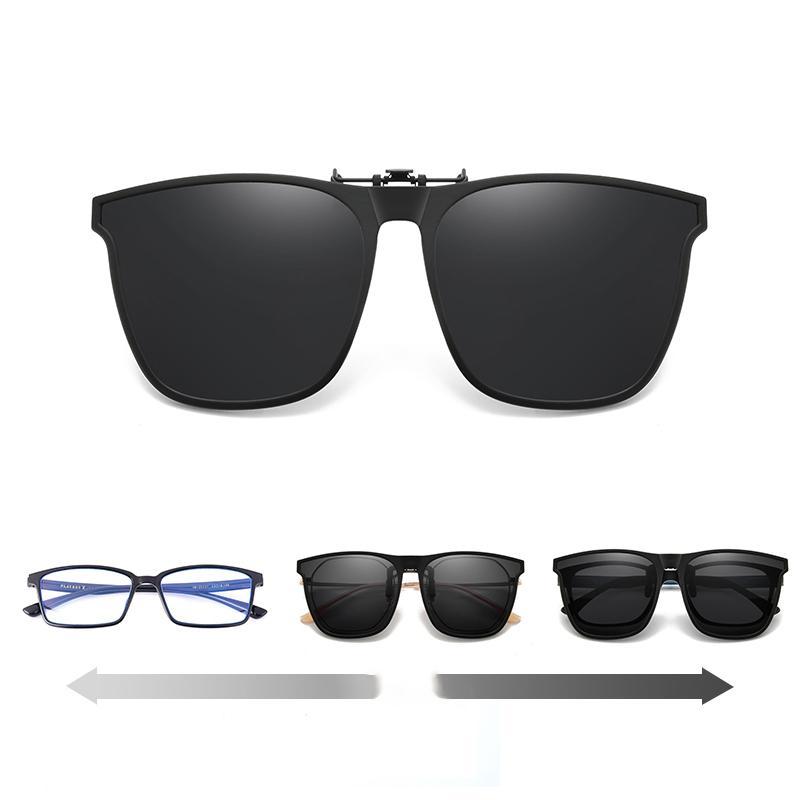 Clip-on polarized sunglasses with flip-up function