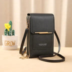 Cell phone case shoulder bag with touchscreen window