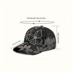 Baseball cap with sequin butterfly and mesh material