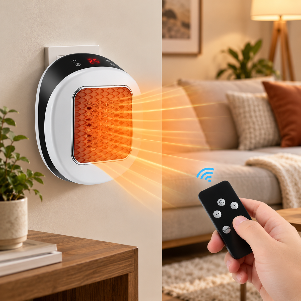 Mini-Heizlüfter 600 W mit Fernbedienung und Thermostat