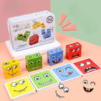 Gesichter-Puzzle 3D mit 16 Würfeln und 64 Ausdruckskarten