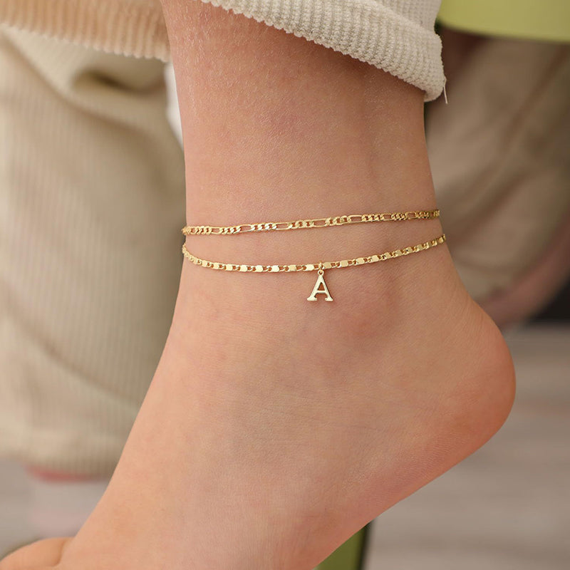 Fußkette Layered-Design mit Strass-Steinen