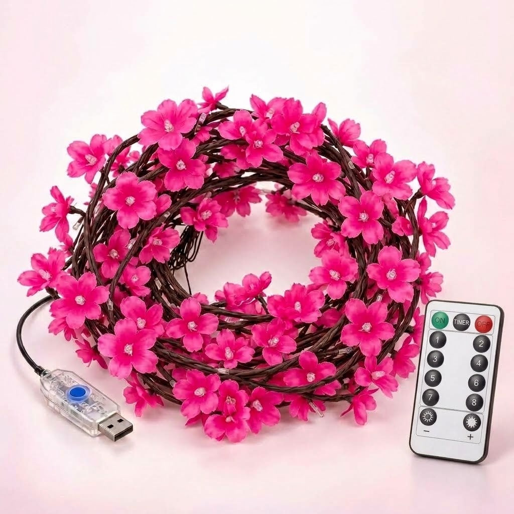 LED cherry blossom branch lights 1.6 m, 48 lights - warm white, with remote control