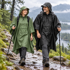 Regenponcho mit Kapuze und Fronttasche, faltbar – 210 × 140 cm