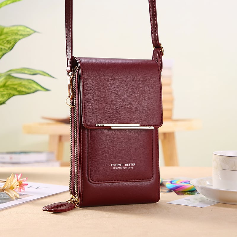 Handy shoulder bag with touchscreen window
