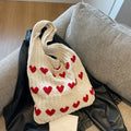 Knitted Bag with Heart Pattern – Durable Shopping Bag