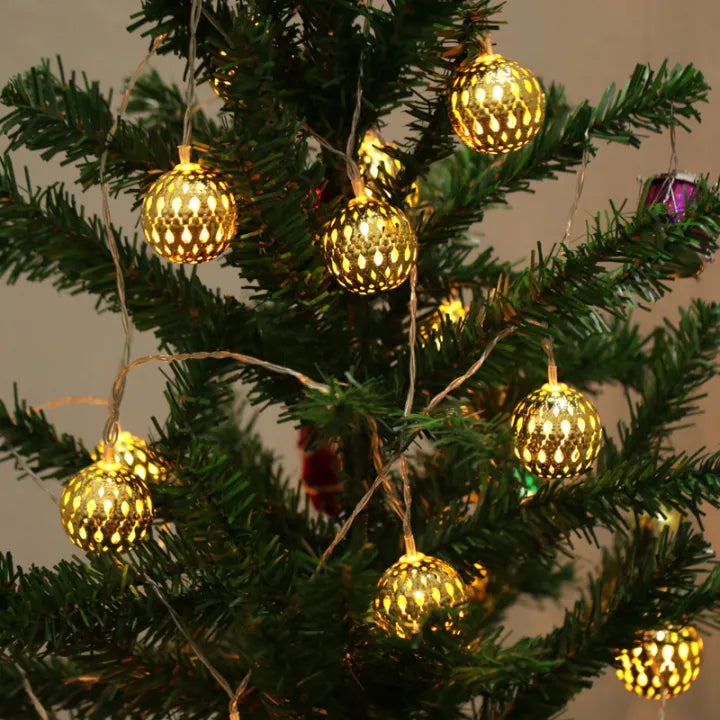Solar-Lichterkette Marokkanisch 12m – 100 LED-Kugeln, Warmweiß, wasserdicht