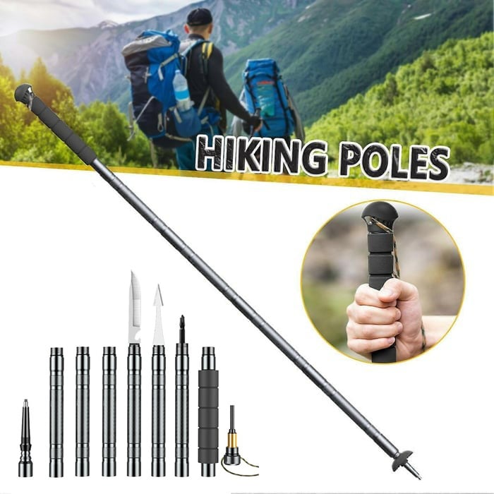 Wanderstock Aluminium verstellbar mit integriertem Survival Kit