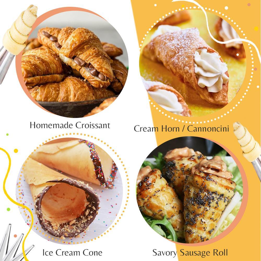 Horn-Shaped Pastry Molds Set – Bake Crispy Cream Rolls at Home