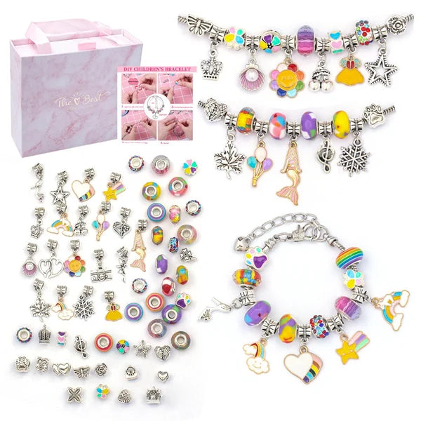 Bracelet Craft Kit with Colorful Beads and Charms