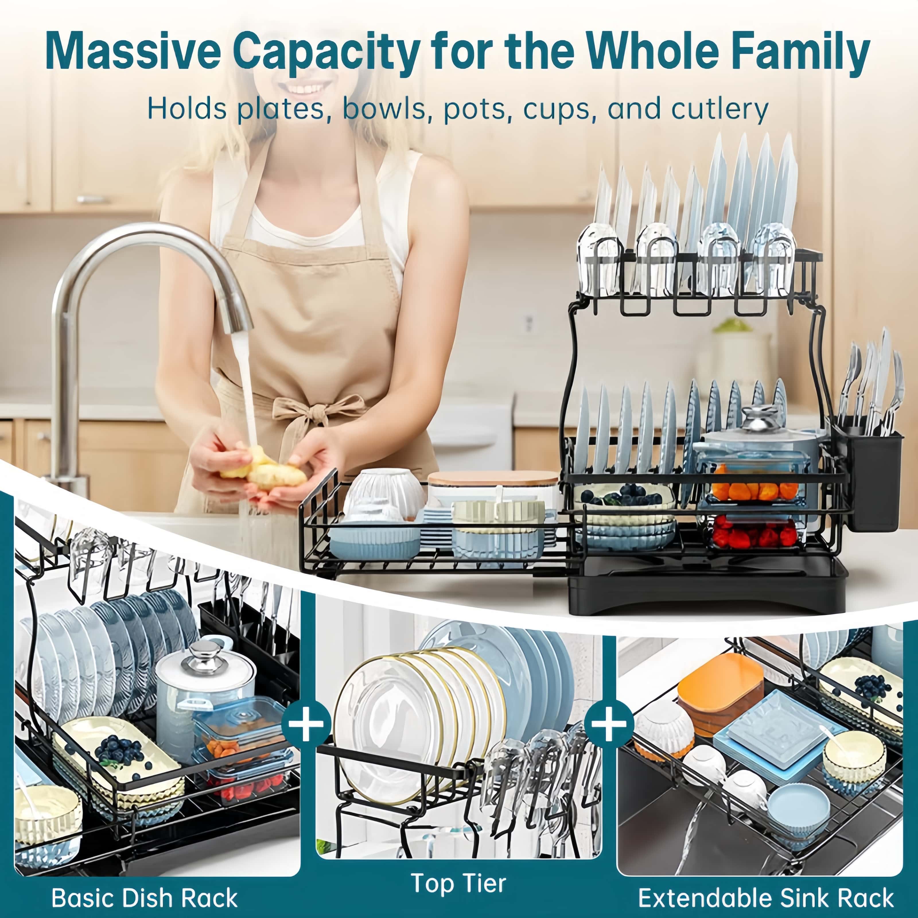 Pull-out 2-in-1 Dish Dryer with Drip Tray