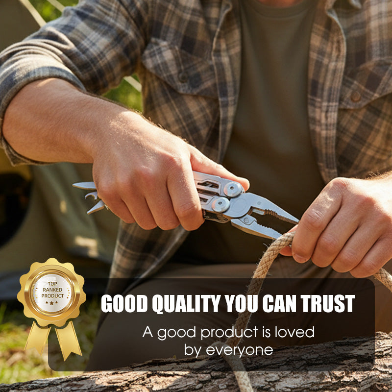 Multitool Edelstahl 12-in-1 mit Zange und Schraubendreher