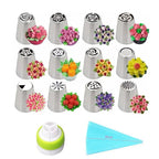 Tulip Piping Tip Set – 12 Pieces with Silicone Piping Bag & Adapter