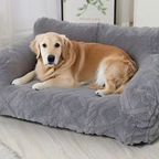 Plush Pet Sofa with Raised Edge and Cushion – 4 Colors