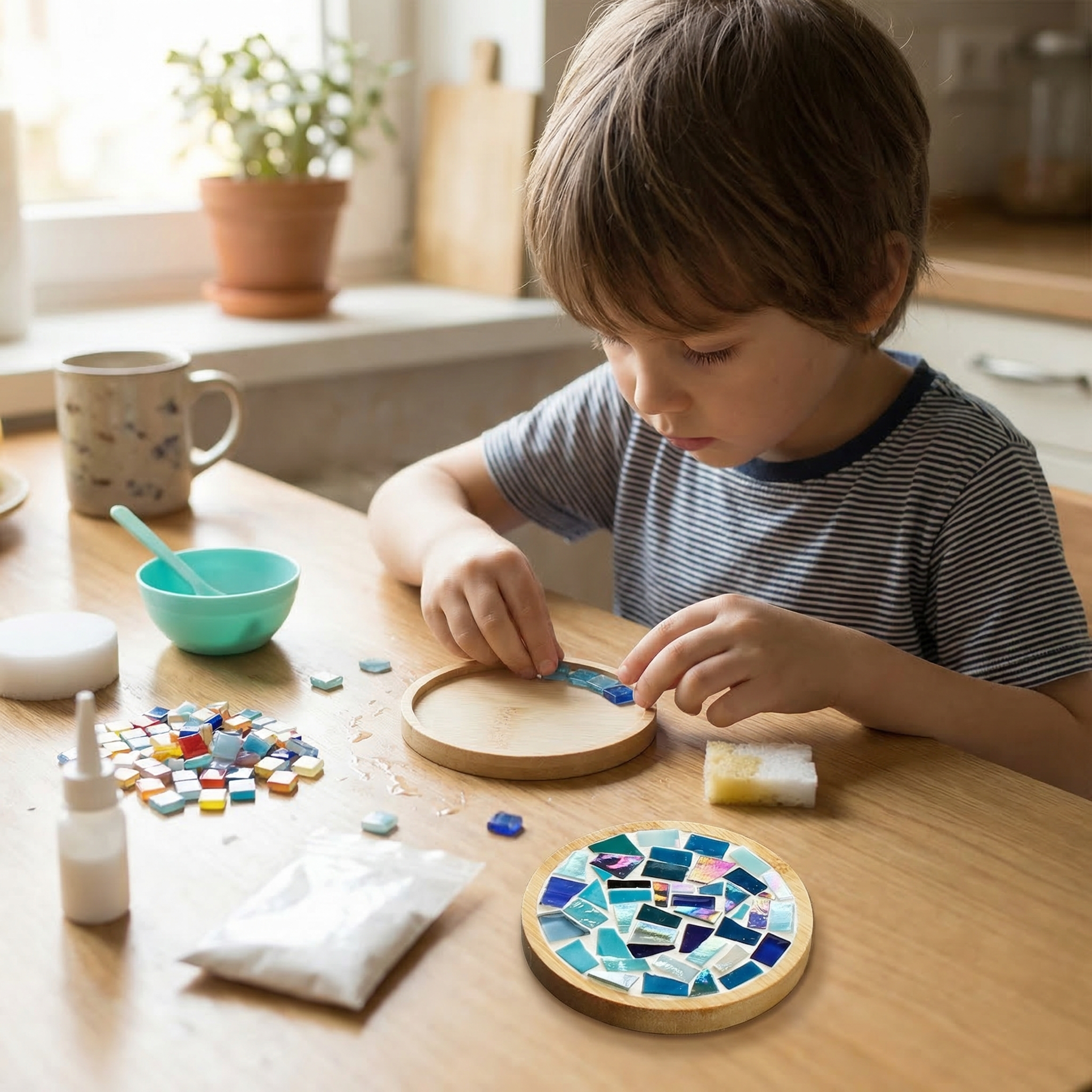 Mosaik Untersetzer Bastelset – DIY Kreativprojekt für Familien
