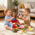 Plush baby farm playset with 6 animals, animal sounds and carry handle, from 6 months