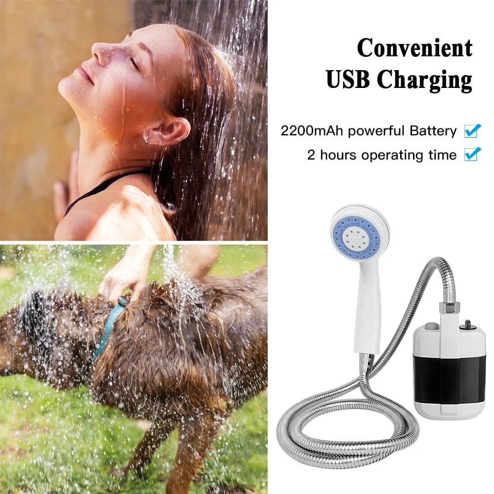Camping shower USB with pump – portable and rechargeable