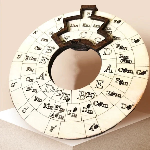 Chord Wheel Wood for Music Theory and Melodies