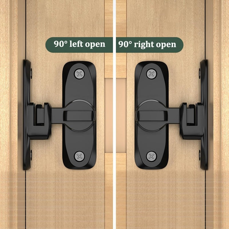 Universal latch adjustable to 90° and 180° for sliding doors