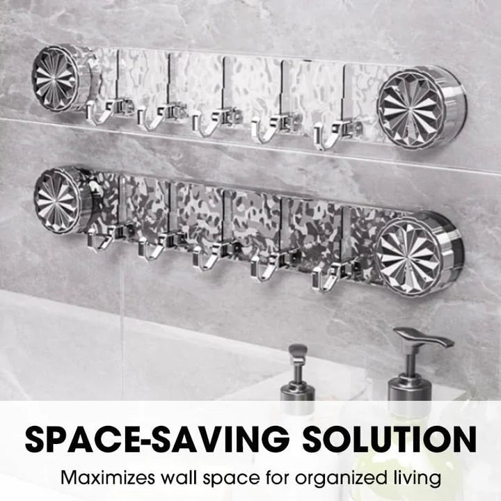 Self-adhesive wall hook strip with foldable hooks – no drilling needed