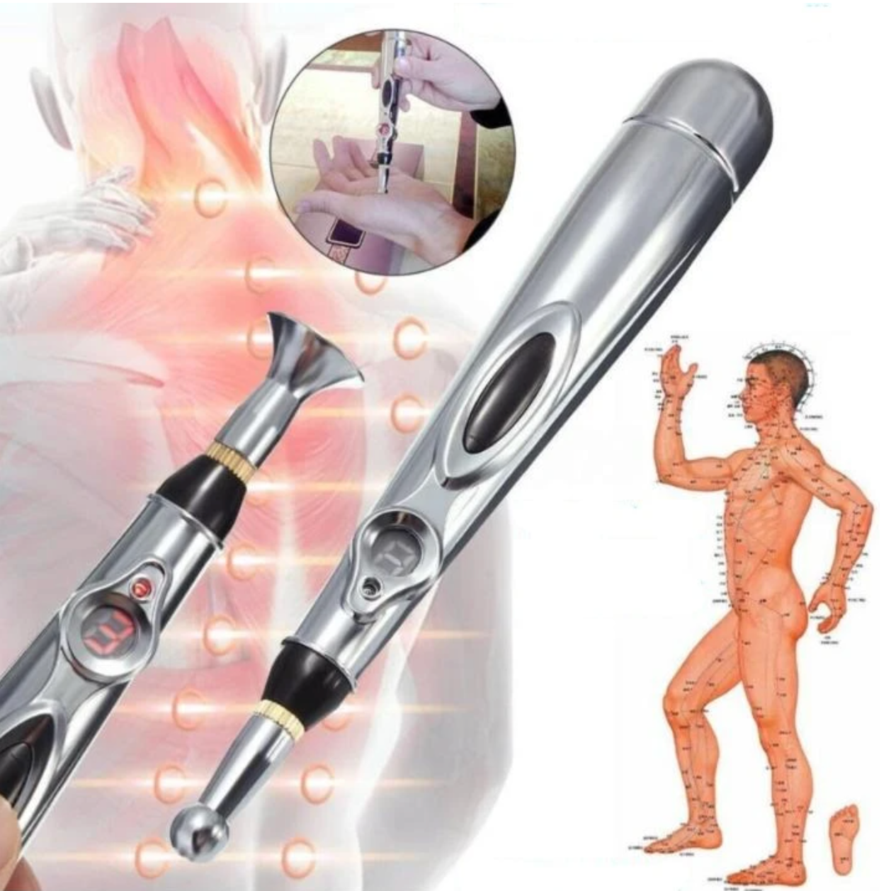 Electric Acupuncture Pen with 3 Interchangeable Tips