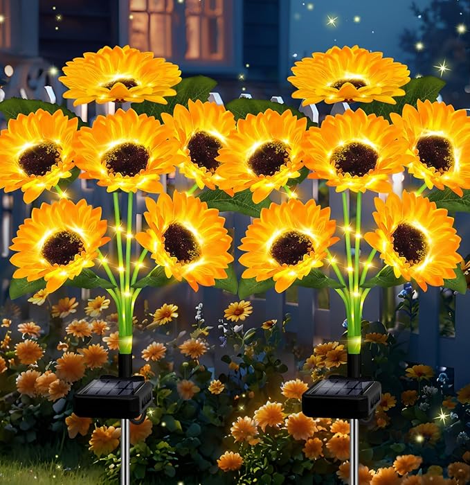 Solar-Sonnenblumenleuchte für Garten und Terrasse
