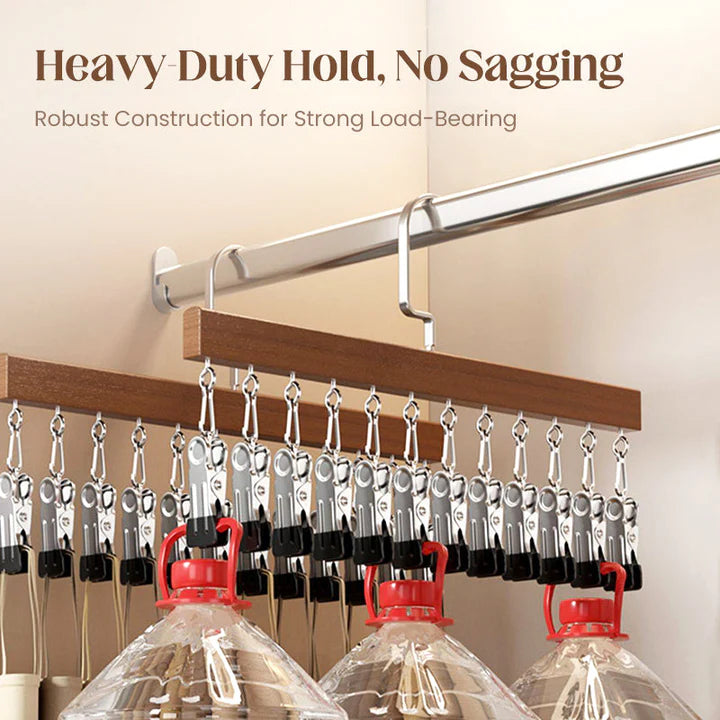 Wooden Hangers with Stainless Steel Clips – Hang More, Take Up Less Space - Set of 2