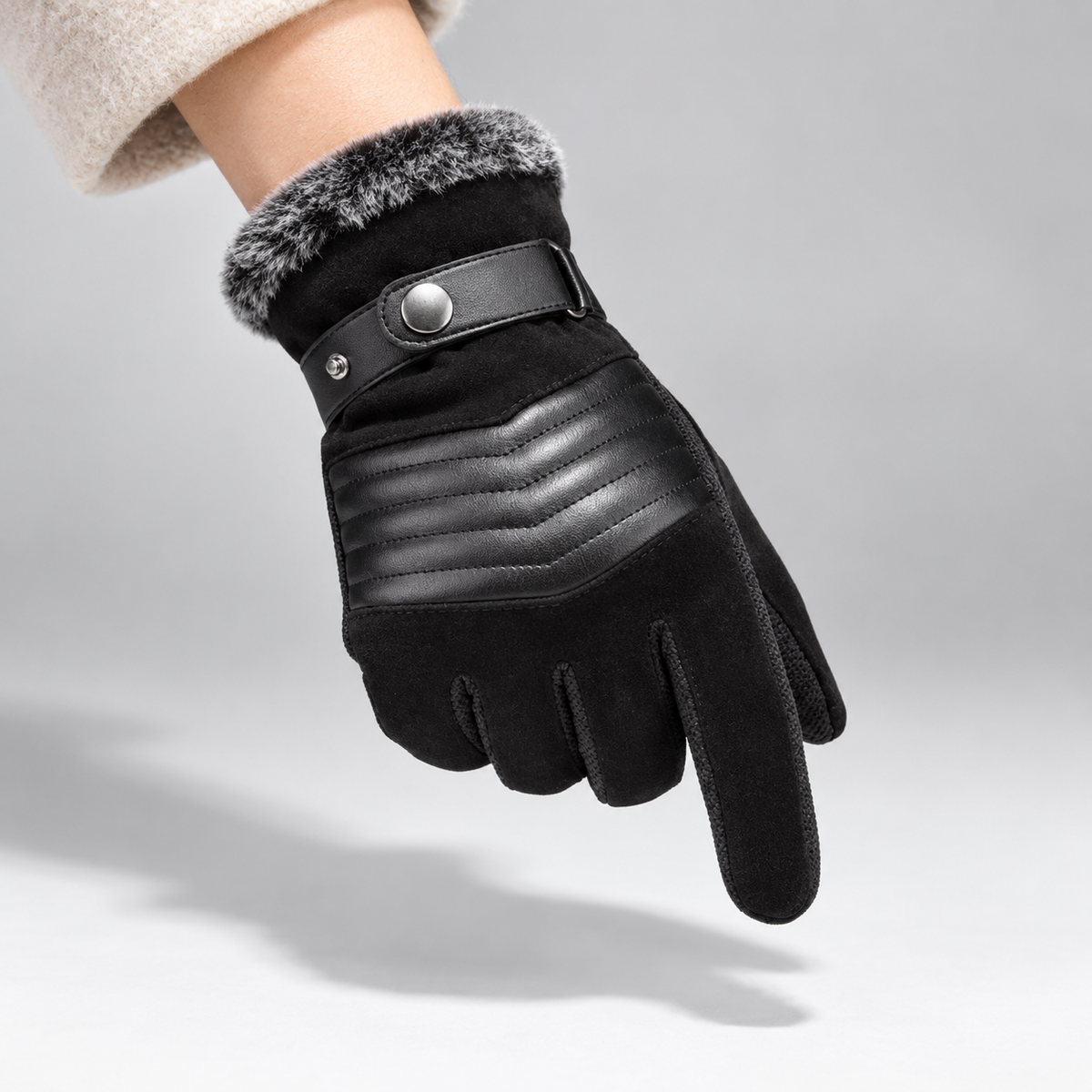 Winterhandschuhe Touchscreen mit Fellbesatz