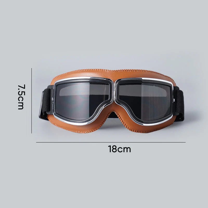 Motorradbrille Vintage-Stil mit verstellbarem Gummiband