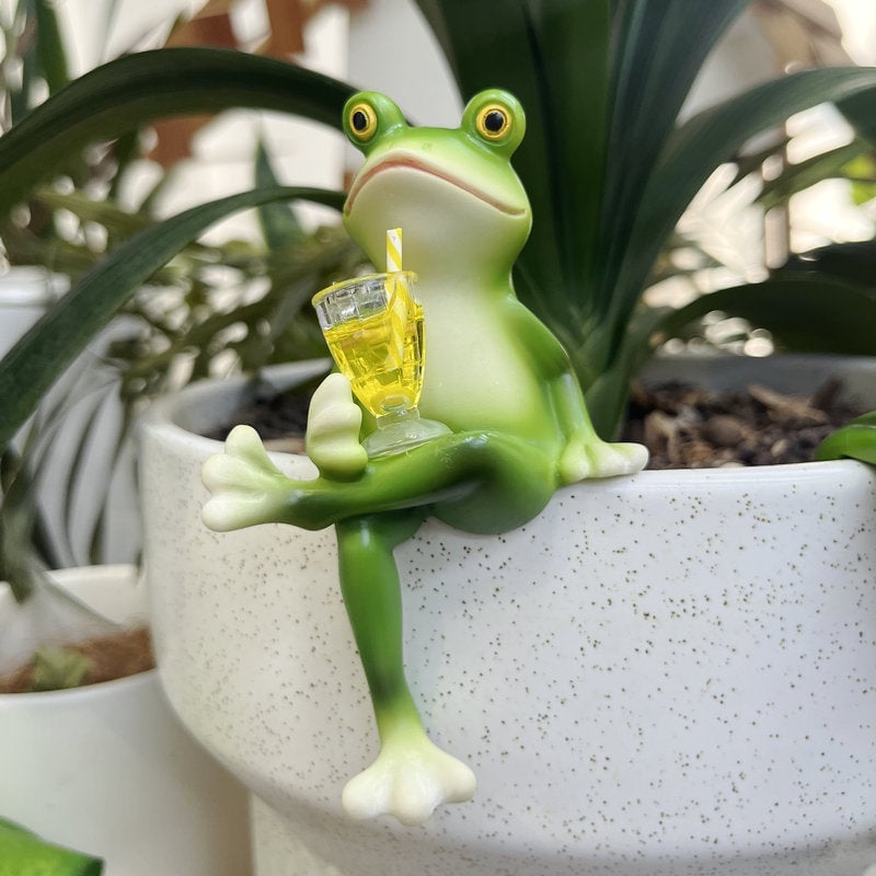 Frosch-Figur für Blumentöpfe und Garten
