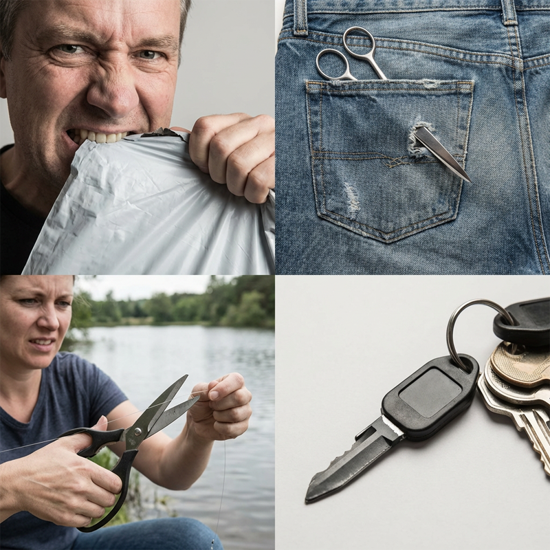 Compact Foldable Stainless Steel Scissors with Multitool Function