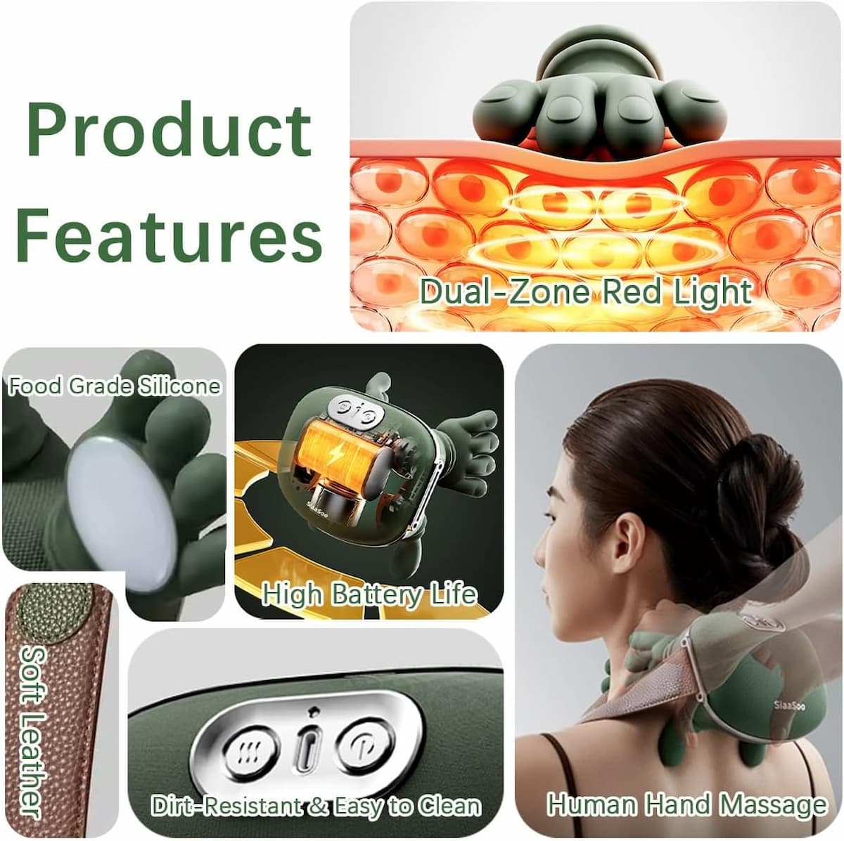 Neck massager with 4D shiatsu and heat function