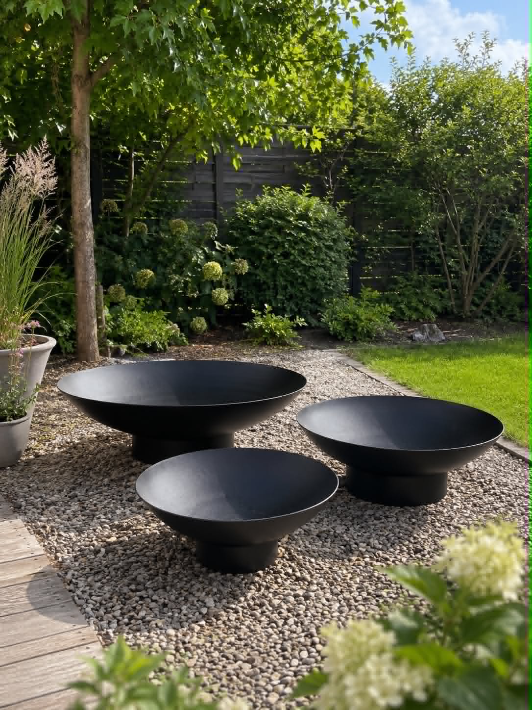 Spiegelbassin Metall schwarz mit Stabilisierungsring