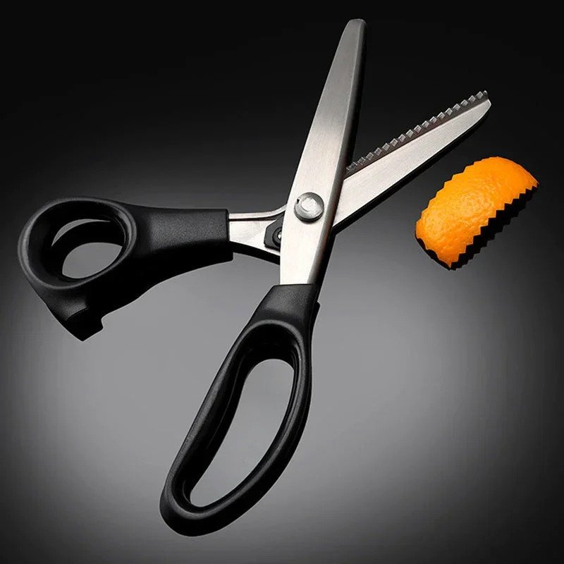 Serrated Scissors with Toothed Blade for Fabric and Crafting