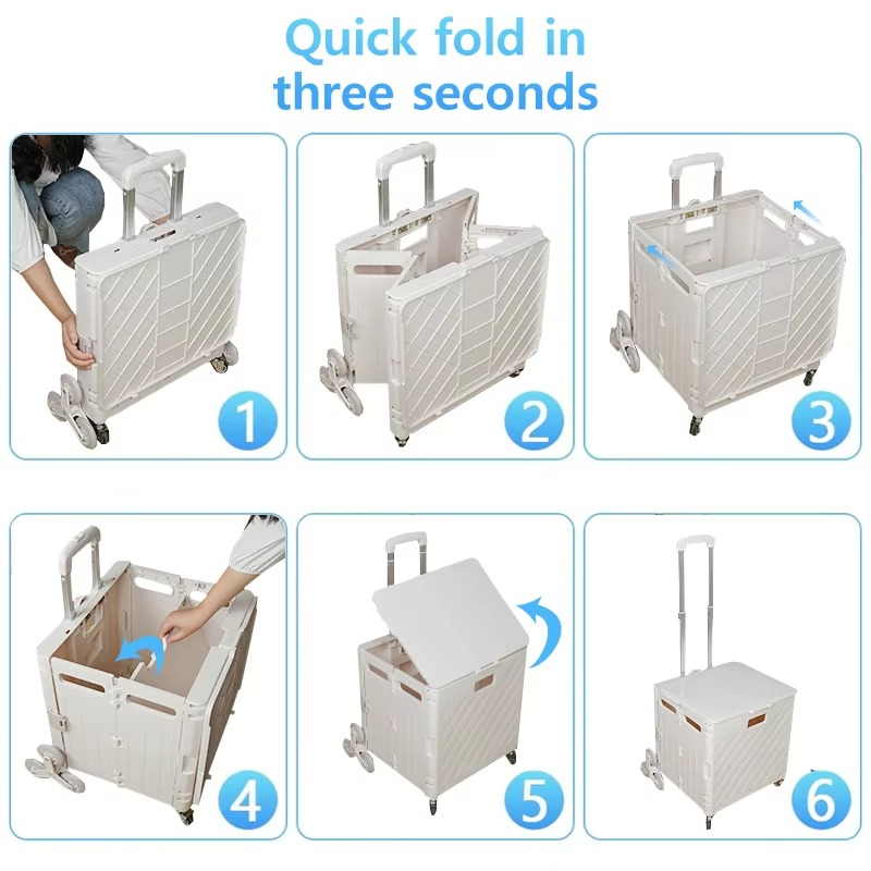 Foldable transport trolley with stair wheels