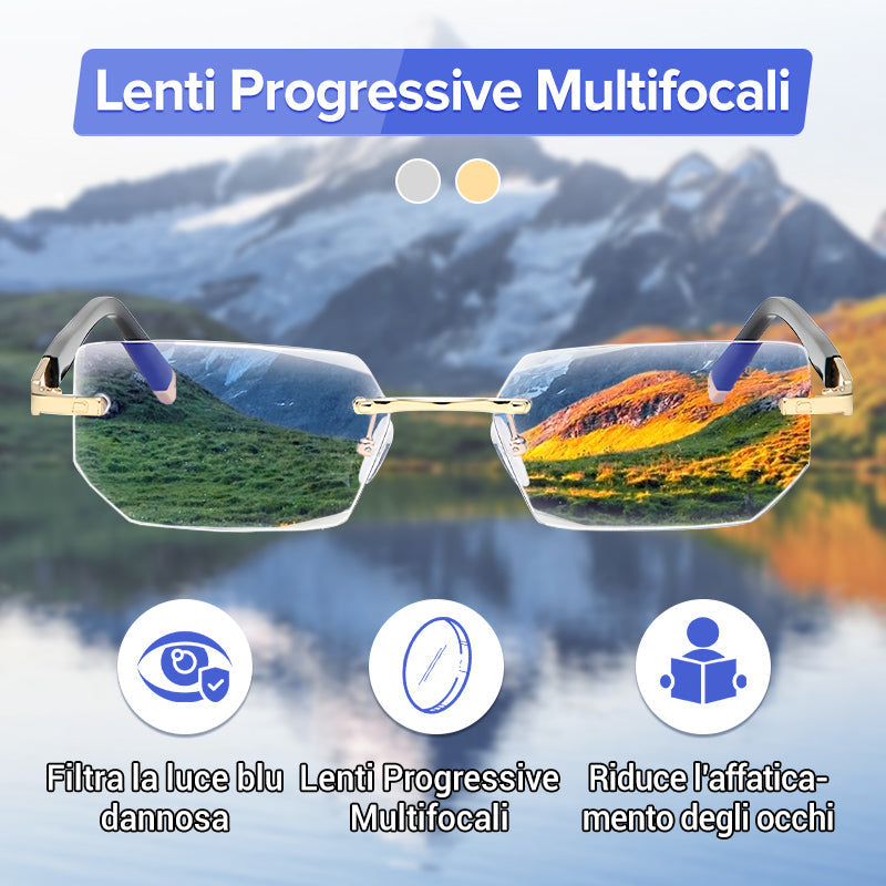 Progressive varifocal glasses with blue light filter